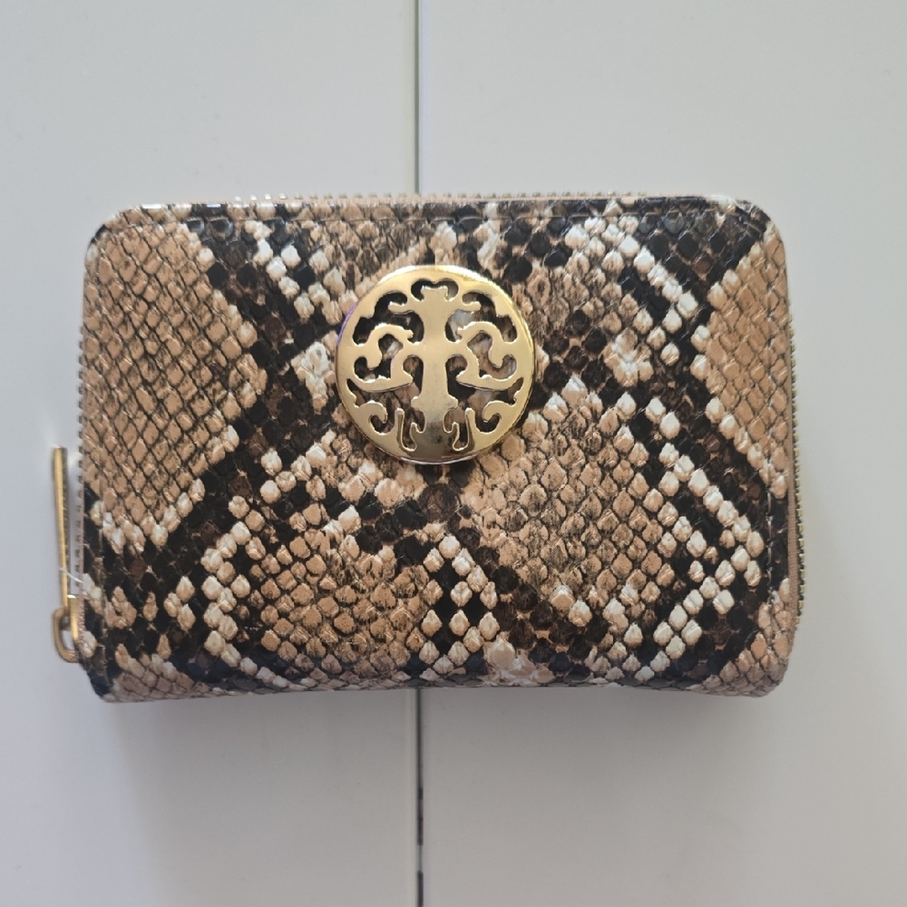 Rebecca & Rifka Snakeskin Wallet with Gold Emblem
